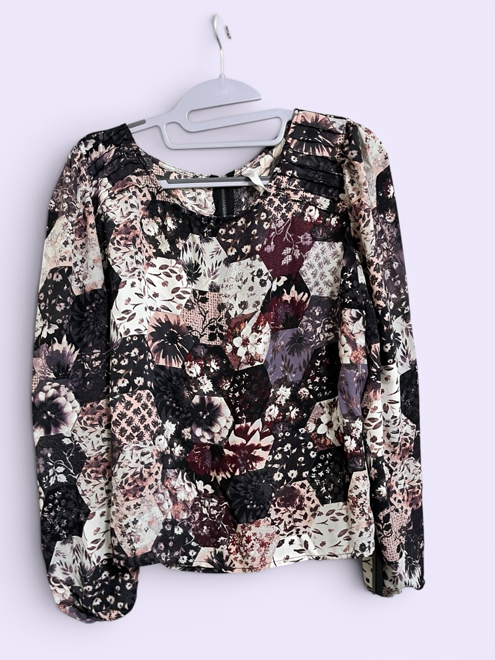 Xhilaration Boho Floral Patchwork Relaxed Fit Blouse L